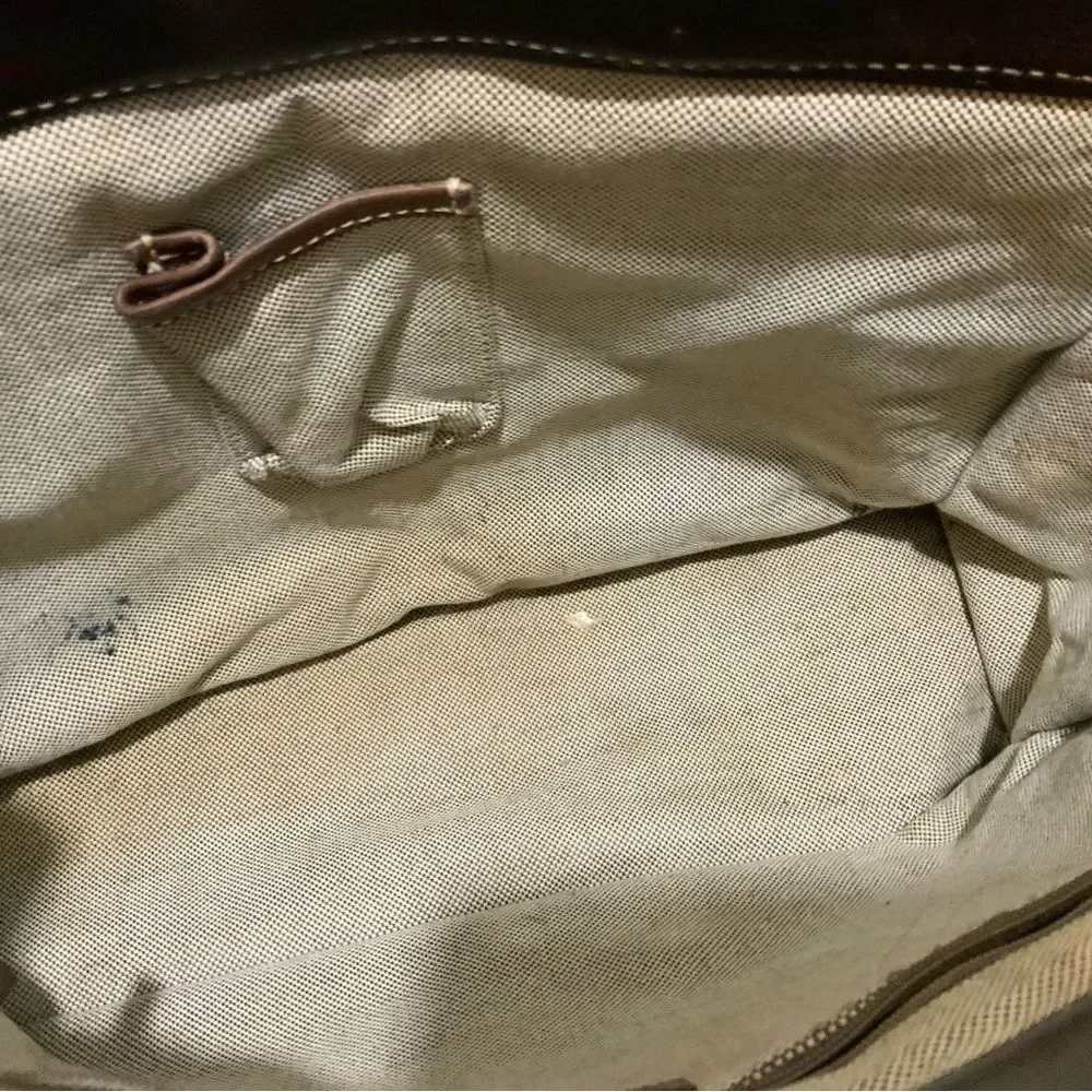 Dooney Bourke Monogram Signature Brown Textile Satchel Shoulder Bag  13x10x4